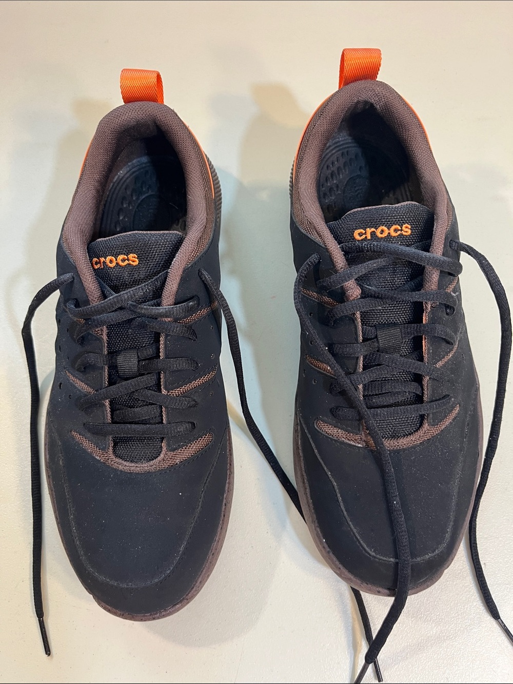 CROCS Black Sneakers with Orange Accents